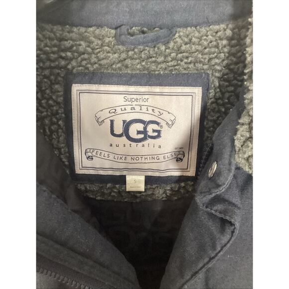 UGG Australia Small Navy Blue Trucker Quilted Puffer Coat Jacket Down Fill Warm - Picture 4 of 14